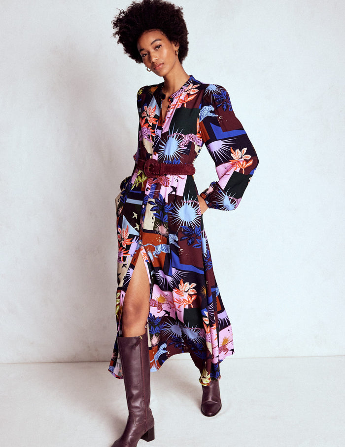 Mae Occasion Maxi Shirt Dress Multi, Cosmic Savanna