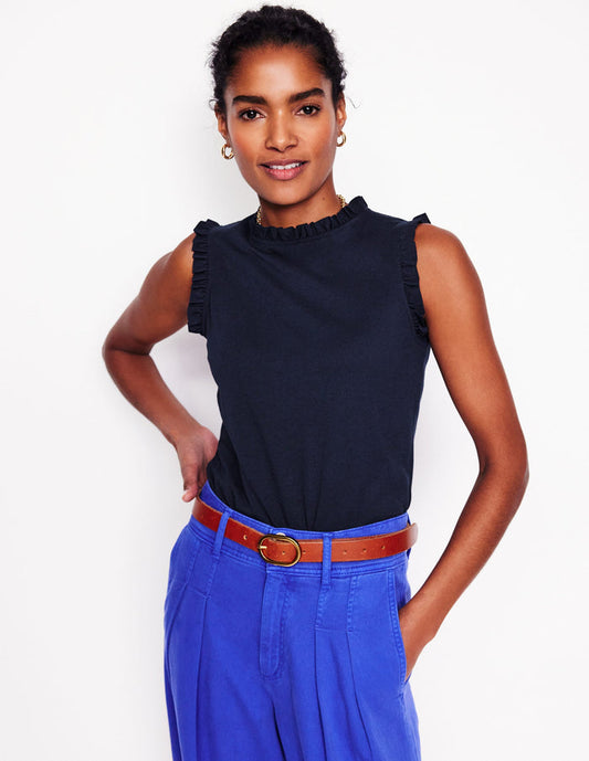 Supersoft Frill Detail Vest Navy