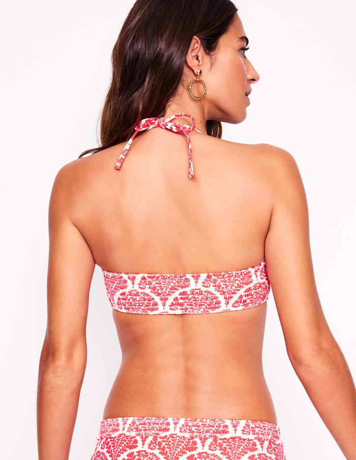 Milos Smocked Bikini Top Jam Red, Blossomy
