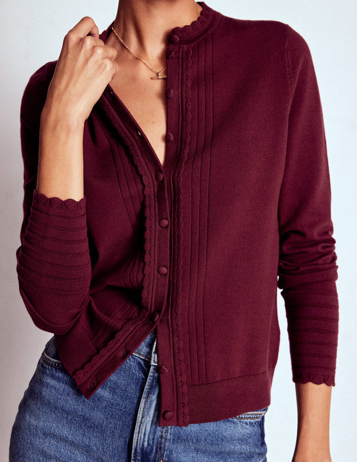 Angela Cotton Scallop Cardigan Deep Wisteria