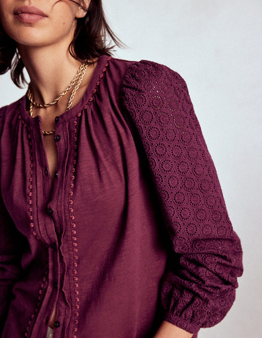 Eden Broderie Jersey Shirt Deep Wisteria
