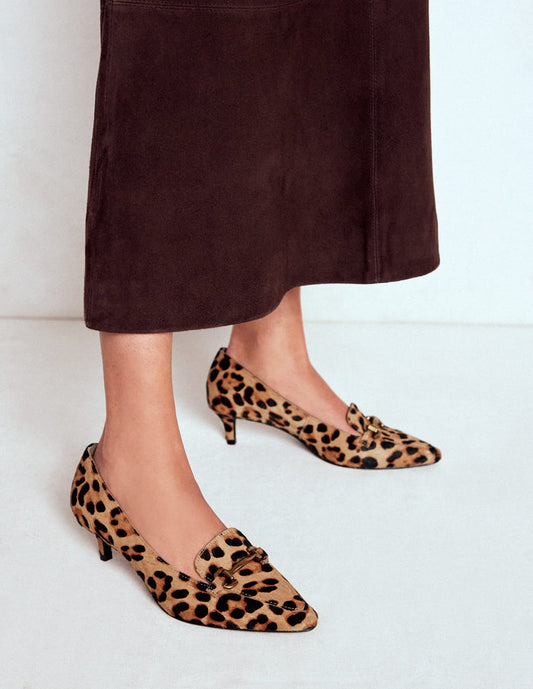 Iris Heel Snaffle Point Loafer Leopard
