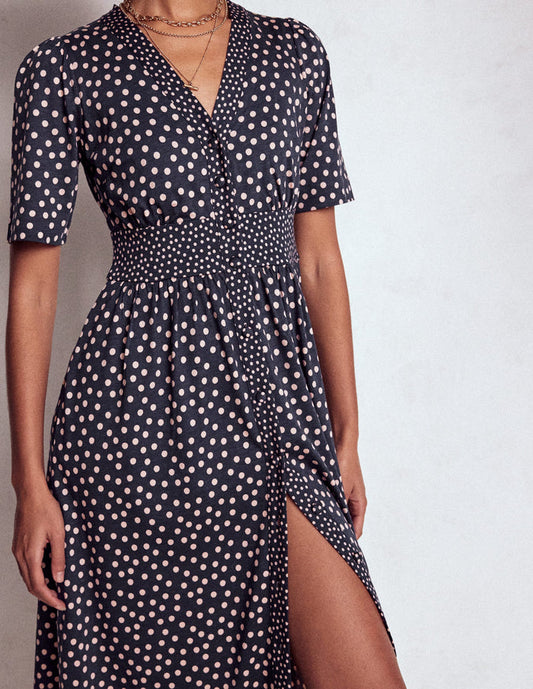 Natalia Jersey Tea Dress French Navy, Ballet Slipper