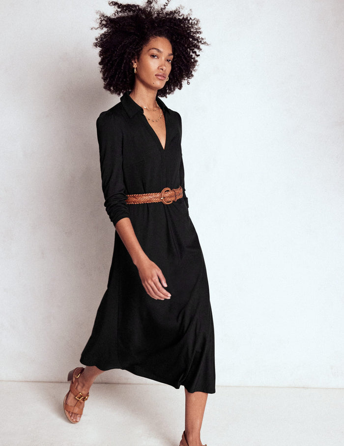 Imogen Collared Jersey Dress Black