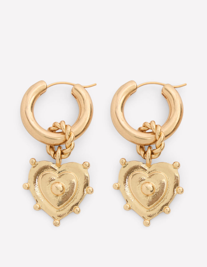 Heart Charm Earrings Gold Colour