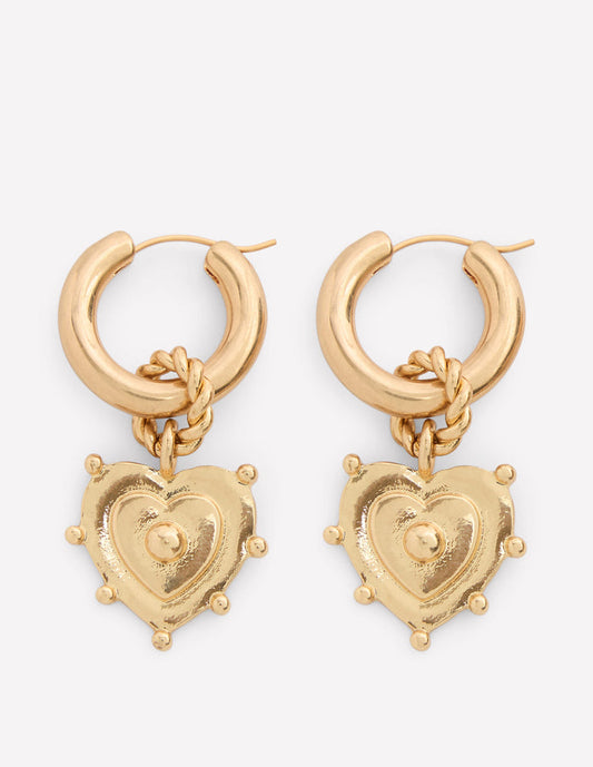 Heart Charm Earrings Gold Colour