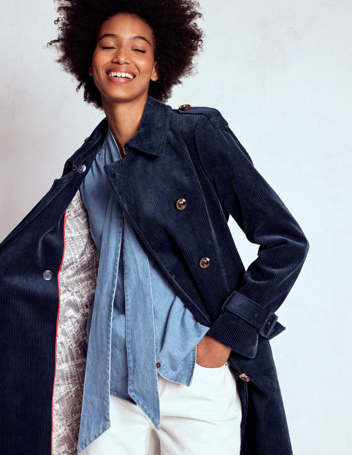 Cheltenham Cord Trench Coat Navy