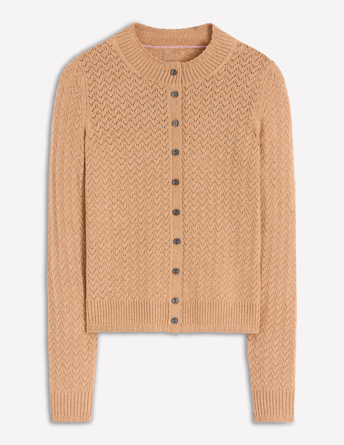 Diane Pointelle Cardigan Camel Melange