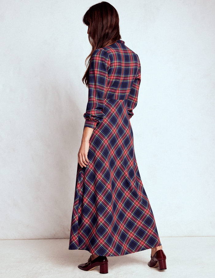 Cassie Check Tea Dress Navy, Green and Red Check
