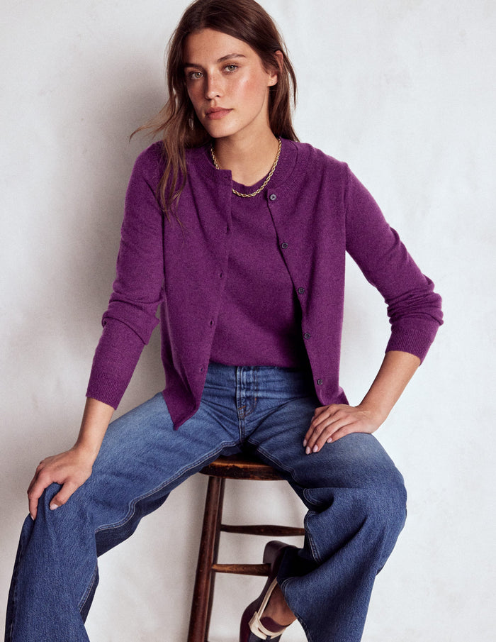 Eva Cashmere Vest Plum Melange