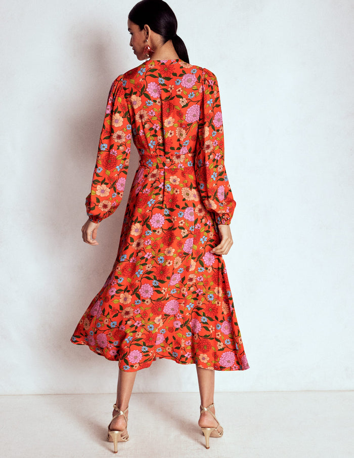 Mae Occasion Maxi Shirt Dress Firecracker Red, Dahlia Trail