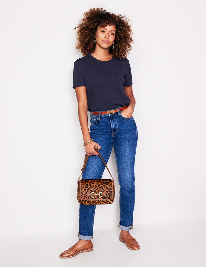 Cotton Puff Sleeve T-Shirt Navy