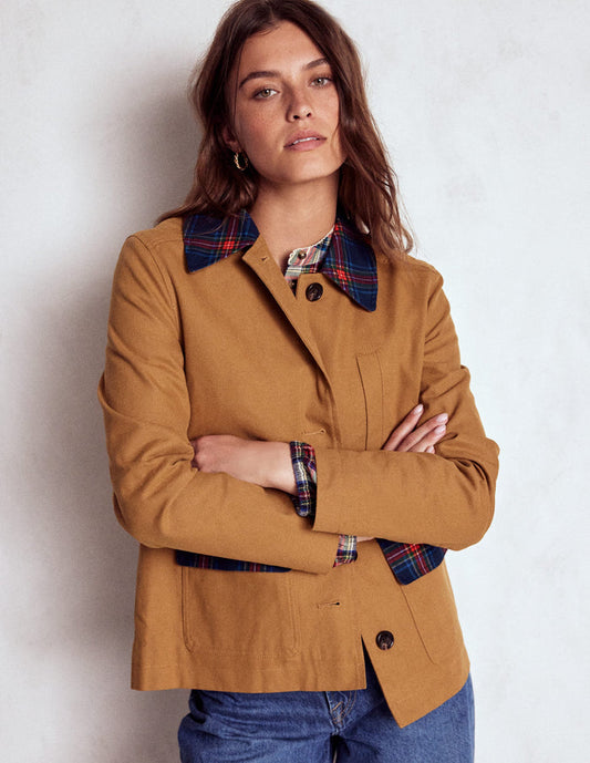 Canvas Barn Jacket Hazelnut Brown, Check