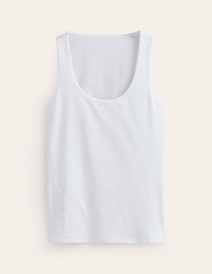 Double Layer Scoop Neck Vest White