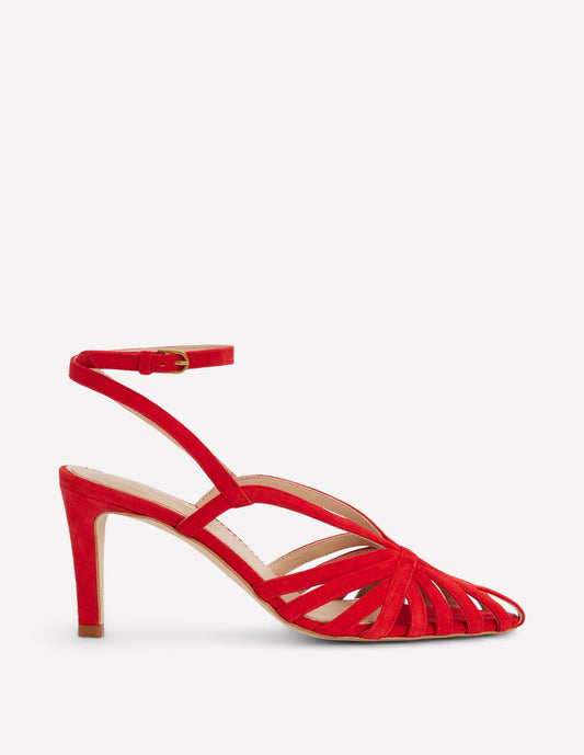 Heeled Cage Sandals Post Box Red