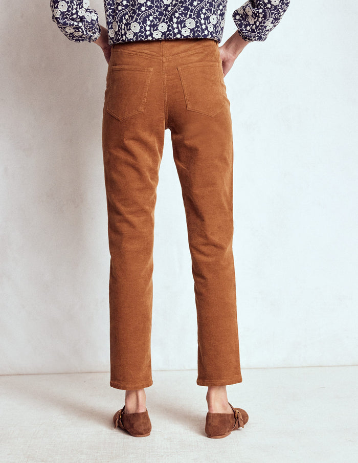 High-Waisted Cord Slim Jeans Ginger