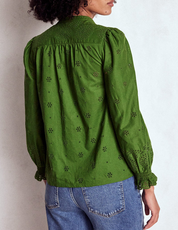 Alice Broderie Top Promenade Green