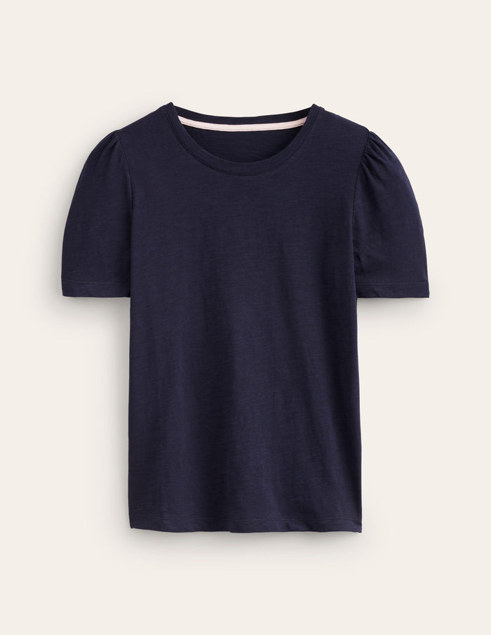 Cotton Puff Sleeve T-Shirt Navy