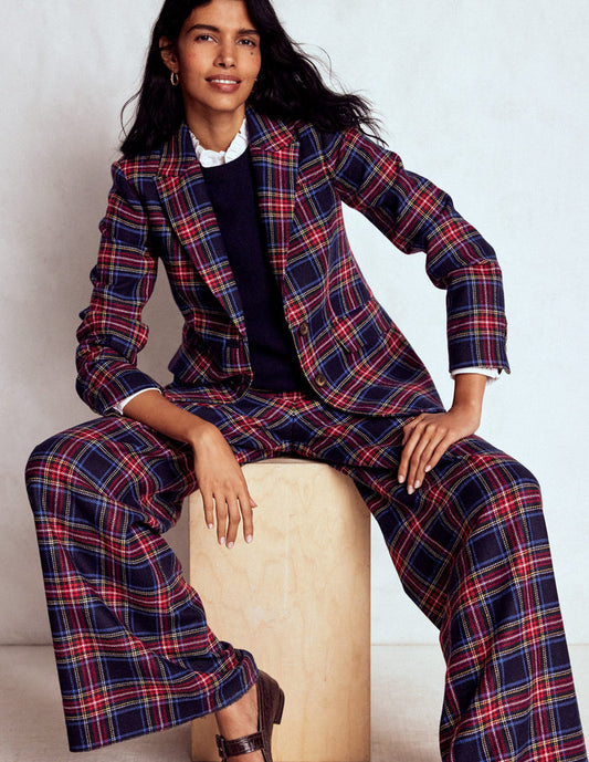 Stamford Wool-Blend Blazer Navy, Green and Red Check