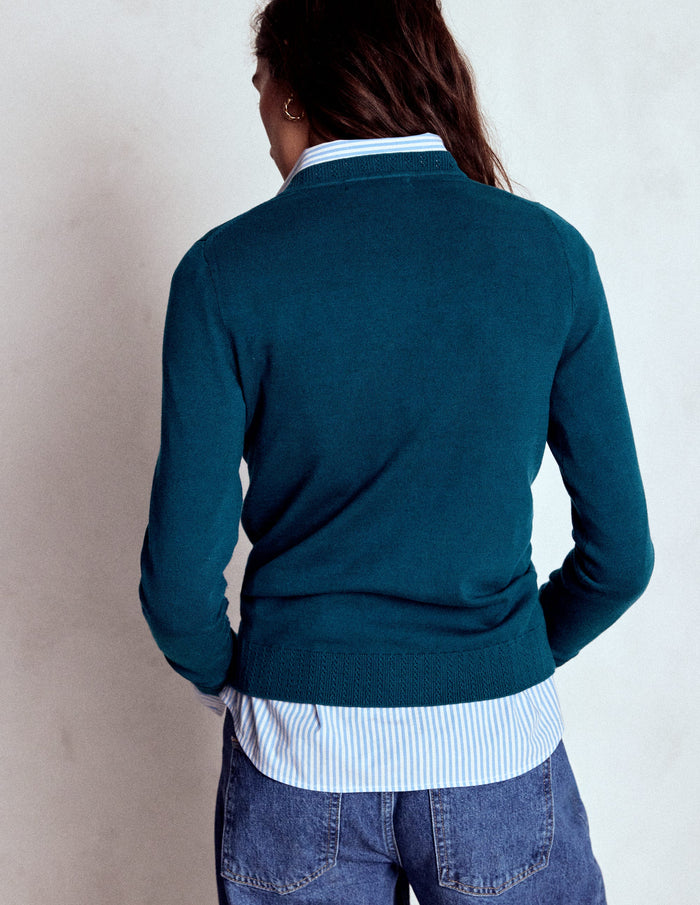 Emilia Cotton Crew Sweater Harbour Blue