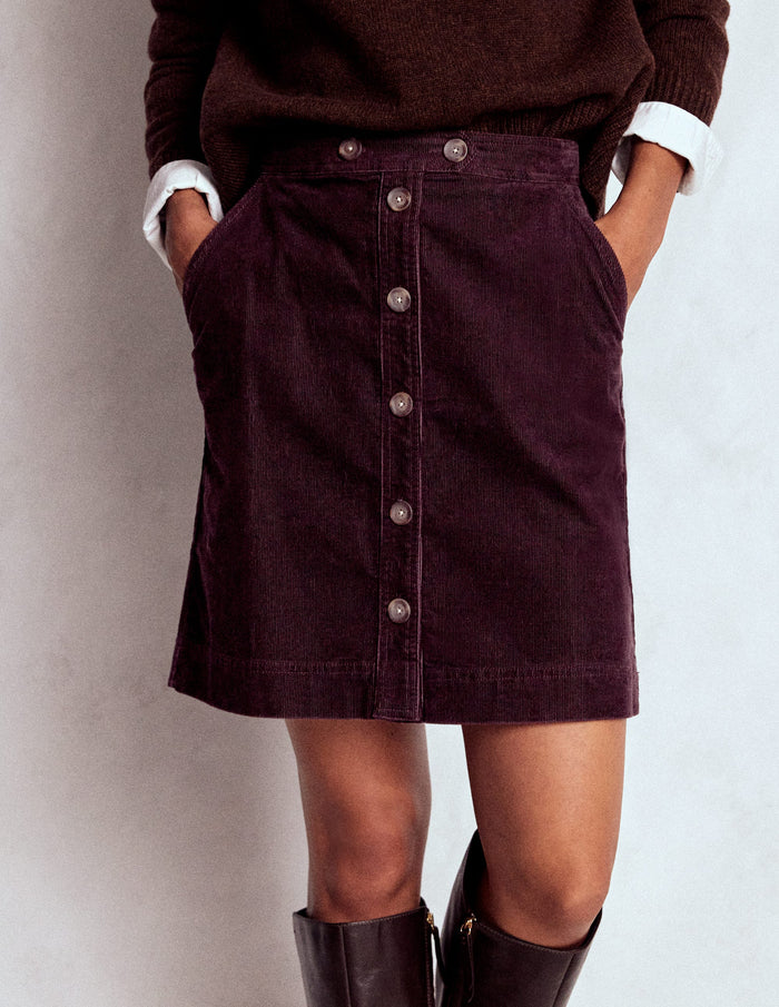 Cecelia Cord Skirt Deep Aubergine