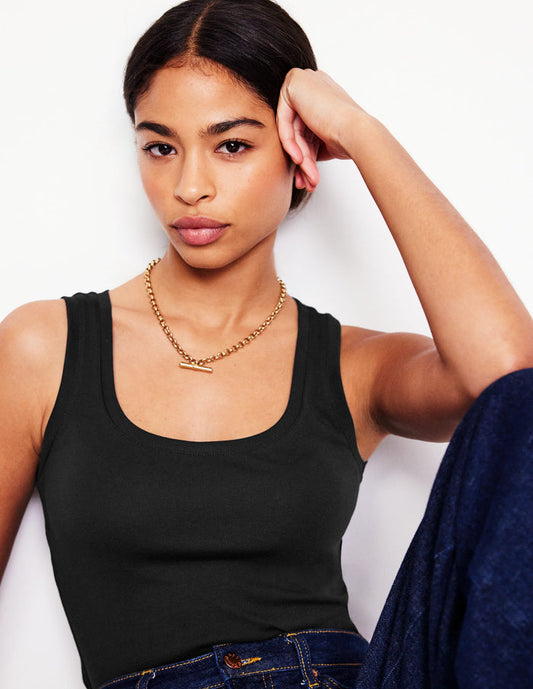 Essential Scoop-Neck Tank Black