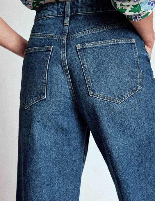 High Rise Straight Crop Jeans Mid Vintage