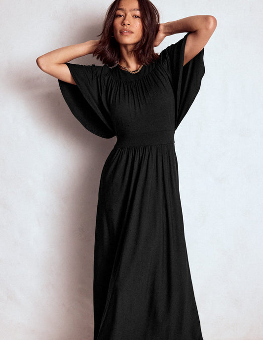 Yoke Panel Maxi Dress Black