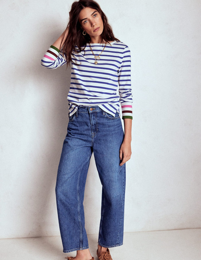 Olivia Long Sleeve Breton Kingfisher Blue, Multi Cuff