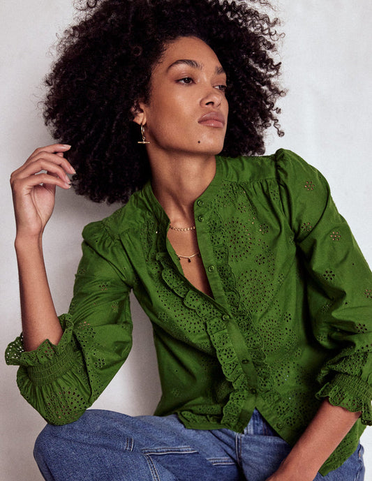 Alice Broderie Top Promenade Green