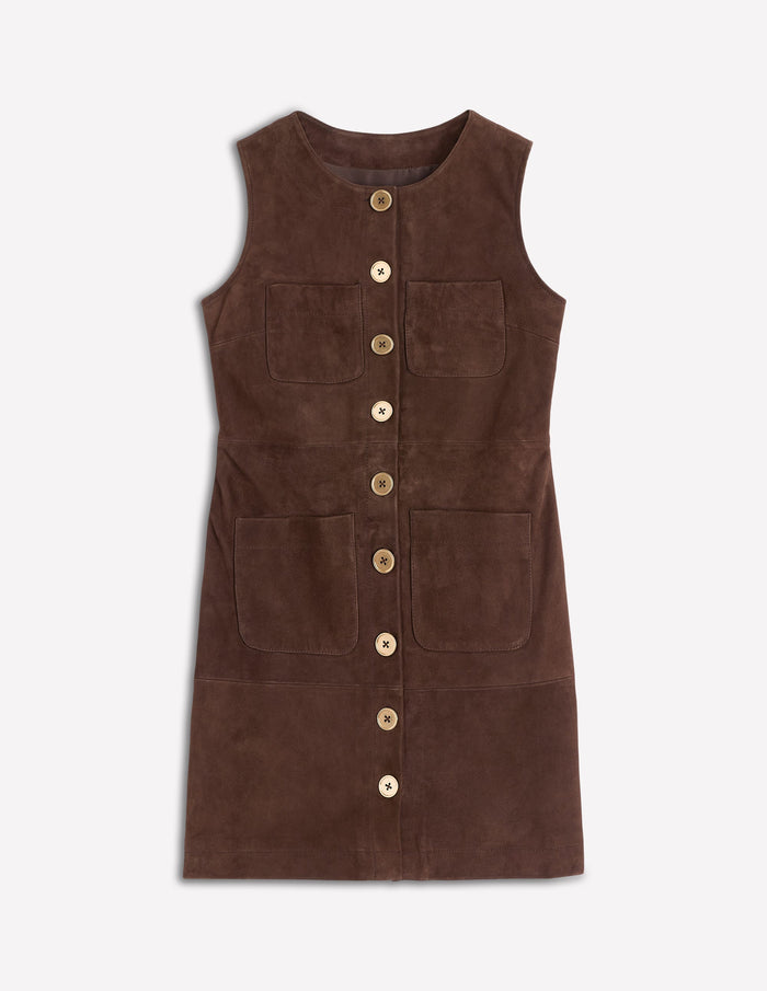 Evelyn Suede Shift Dress Dark Chocolate