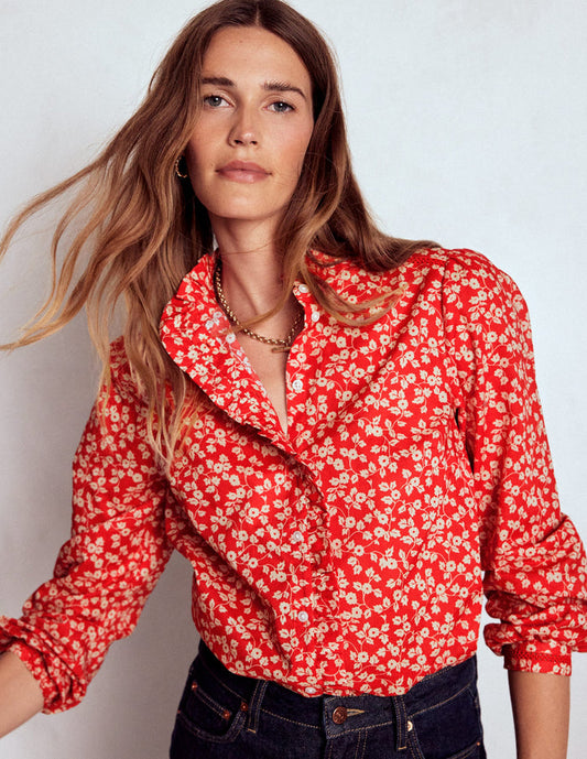 Helena Cotton Top Cranberry Red, Delicate Vine