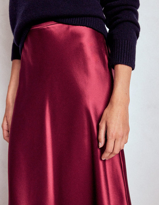 Bias Cut Slip Skirt Chestnut