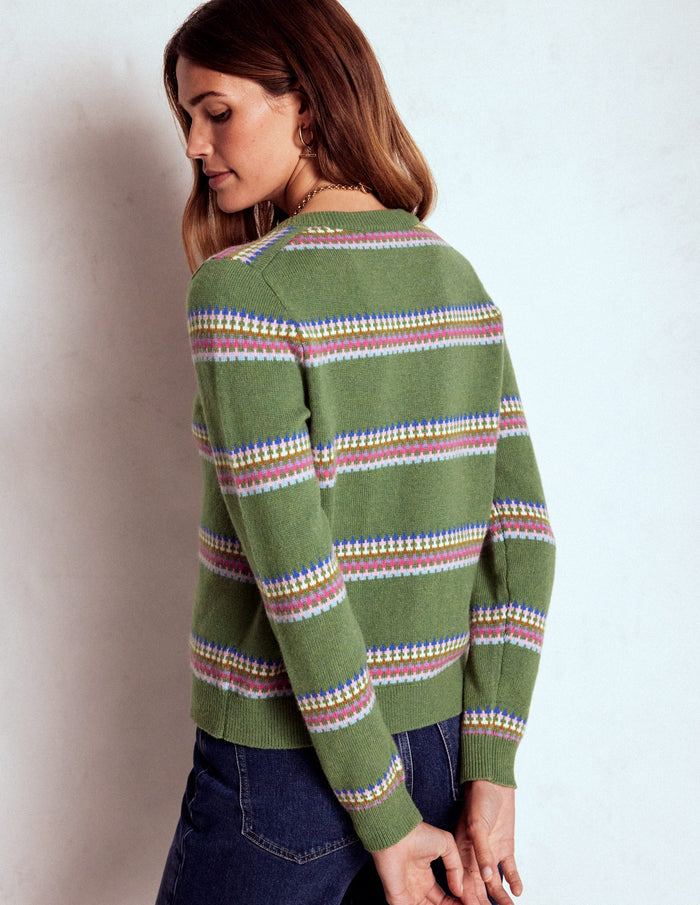 Edie Fair Isle Cardigan Green, Diamond
