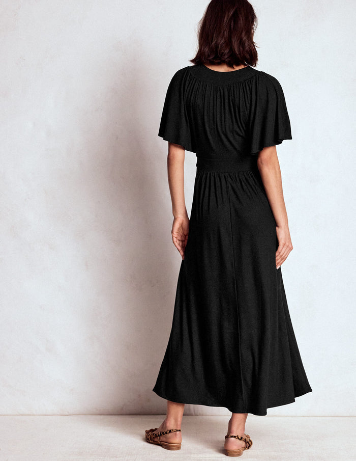Yoke Panel Maxi Dress Black