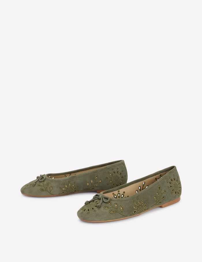 Cut Out Ballet Flats Deep Olive