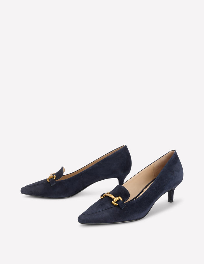 Iris Heel Snaffle Point Loafer Navy
