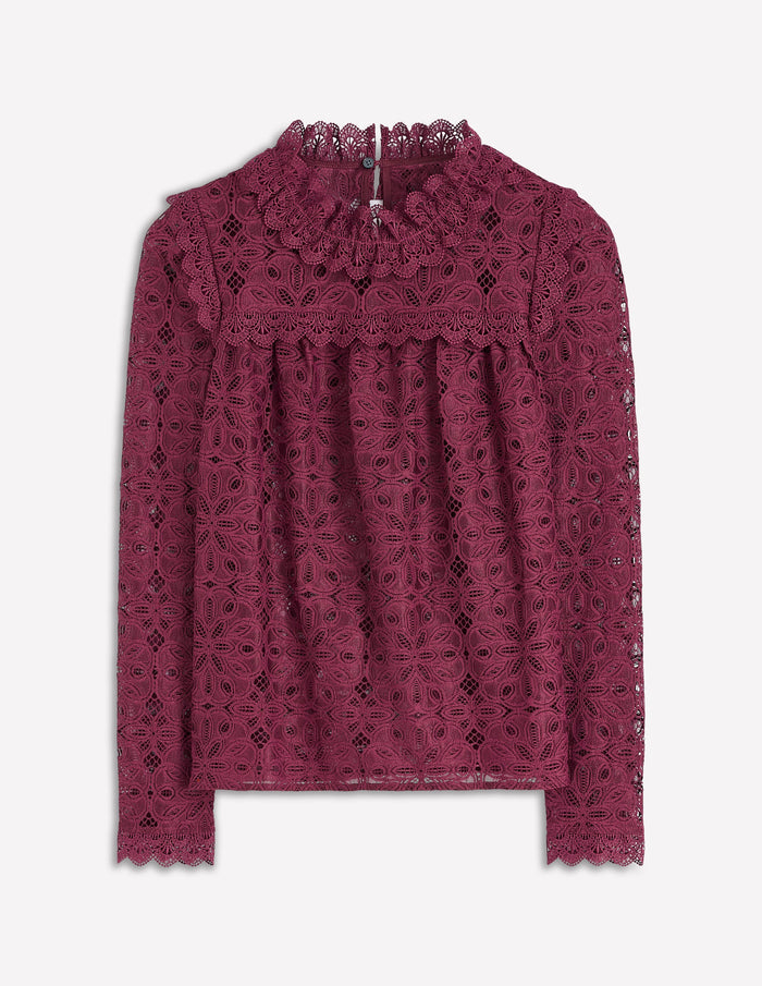 Lace Trim Detail Top Deep Wisteria