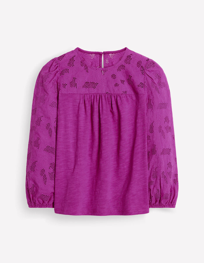 May Broderie Top Regal Purple