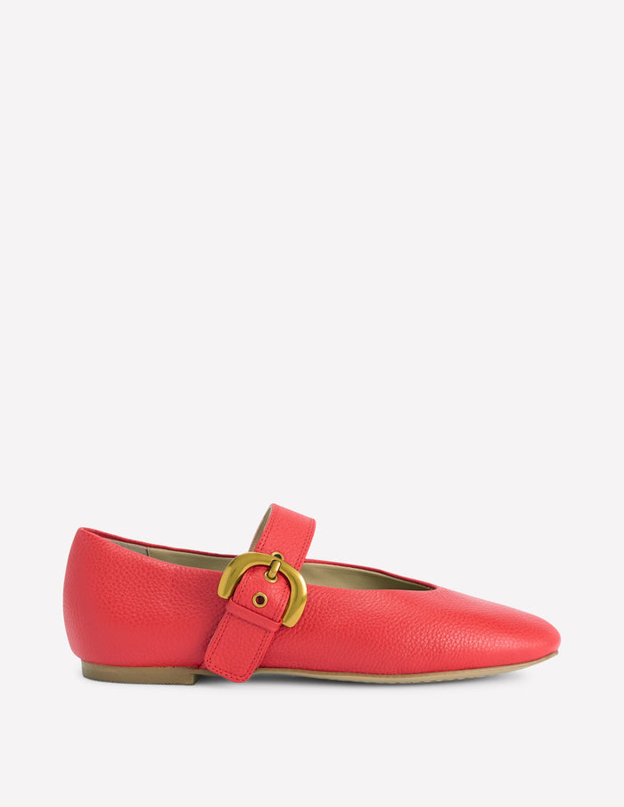 Kylie Flat Buckle Mary Jane Post Box Red