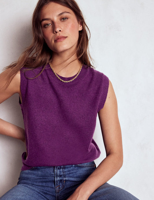 Eva Cashmere Vest Plum Melange