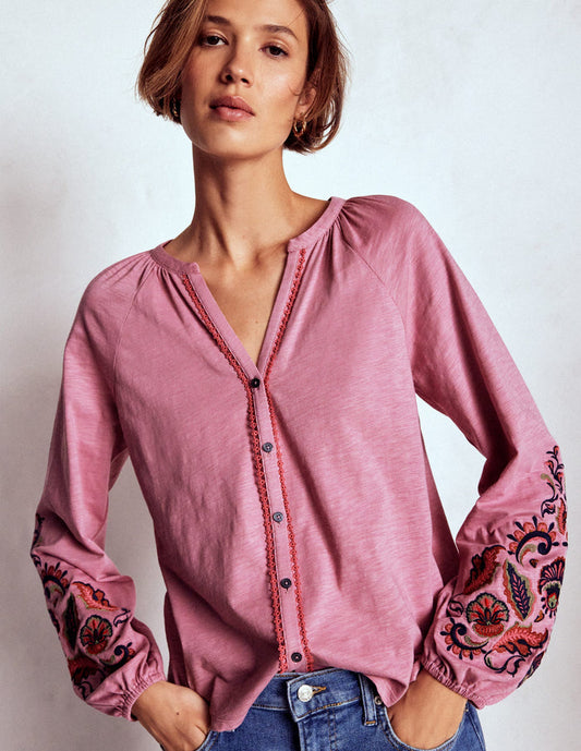 Alma Embroidered Shirt Ash Rose