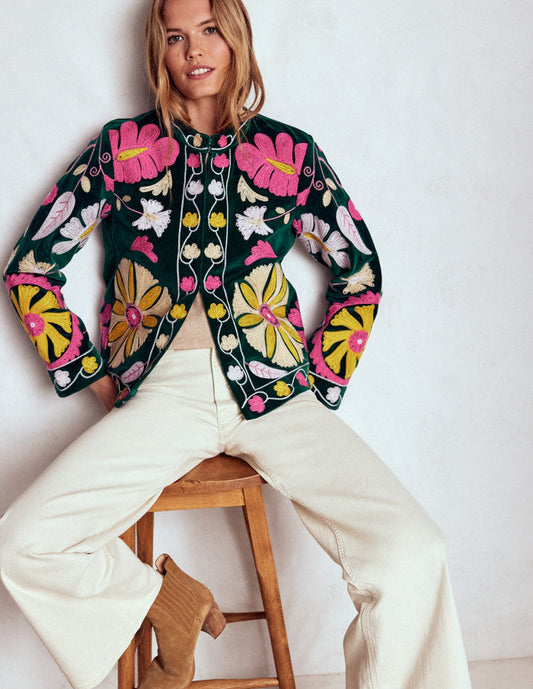 Embroidered Souvenir Jacket Emerald Night Embroidery