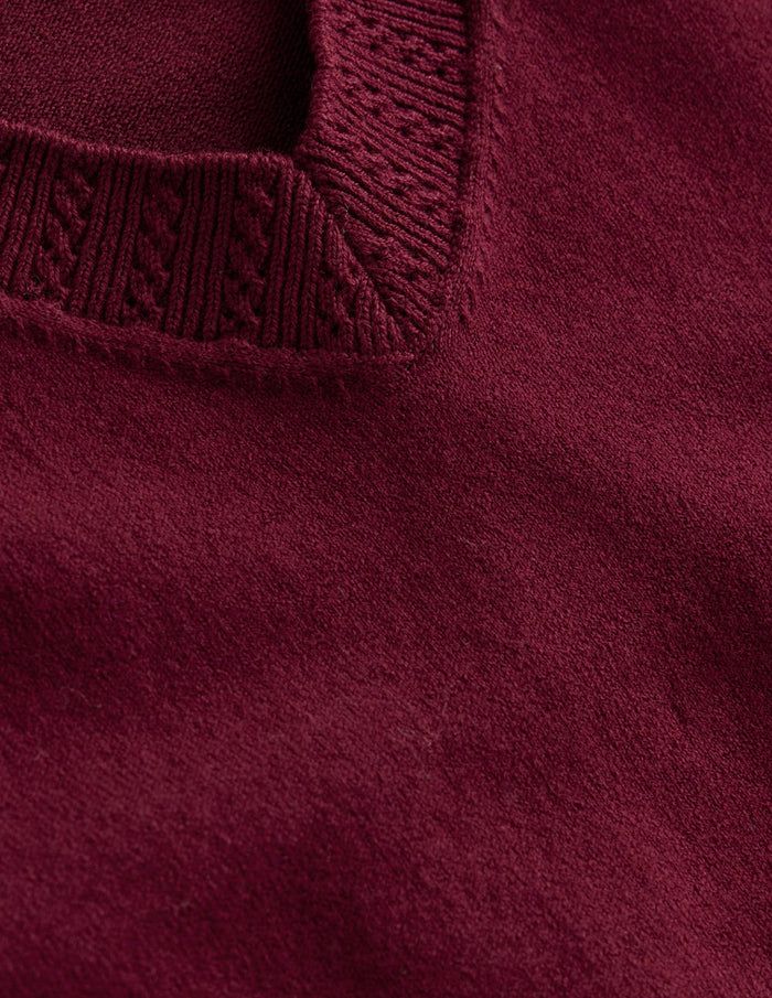 Emilia Cotton V Neck Sweater Deep Wisteria