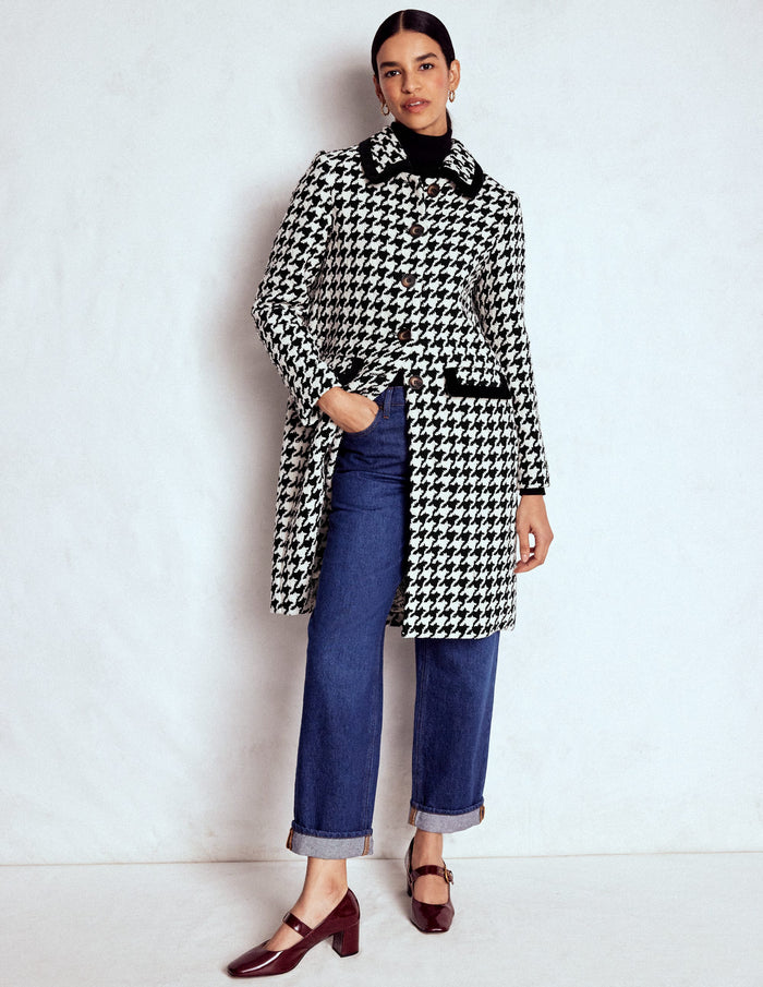 Edinburgh Swing Coat Black Dogstooth