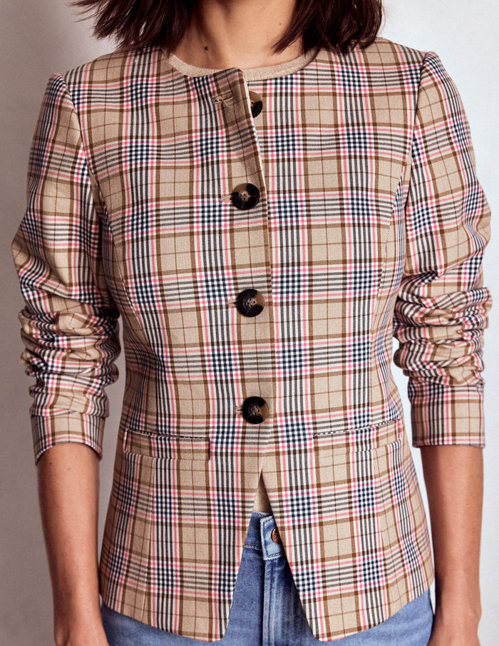 Hampstead Check Blazer Brown, Pink & Navy Check