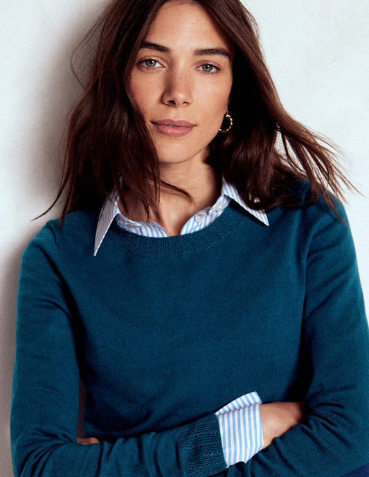 Emilia Cotton Crew Sweater Harbour Blue