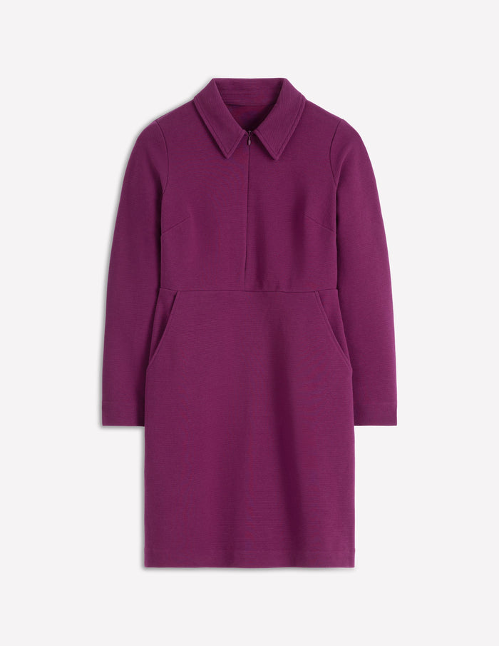 Cam Zip-up Ottoman Dress Plum Jam