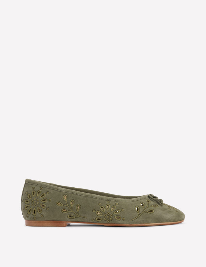 Cut Out Ballet Flats Deep Olive