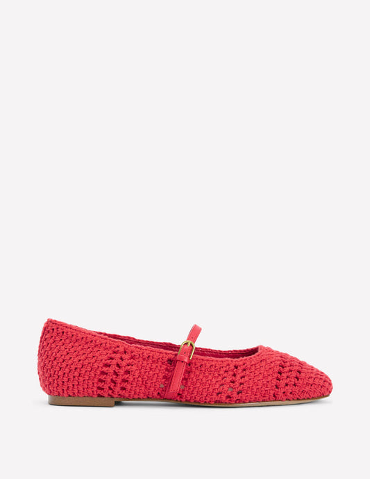 Crochet Mary Jane Flats Post box Red